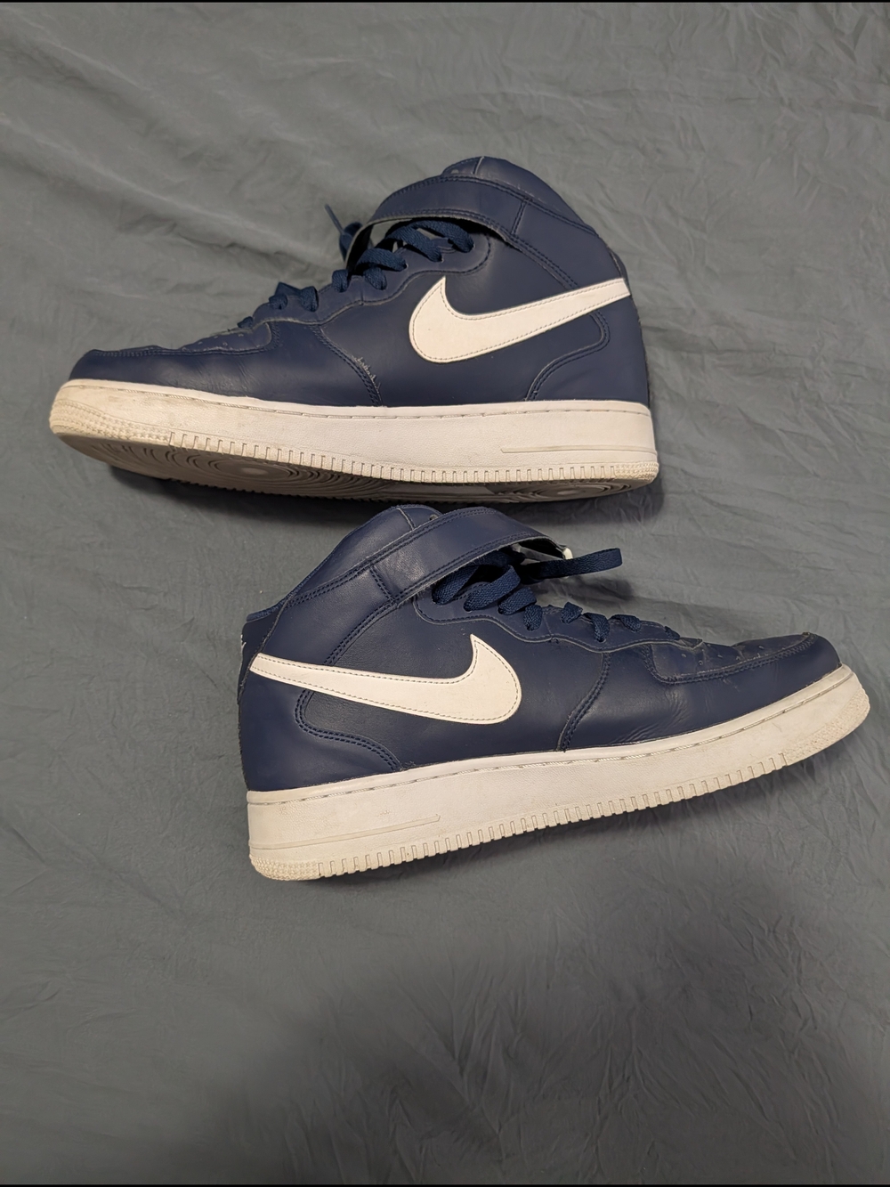 Nike  AF1 Men’s Navy Blue High-Top Sneakers with White Swoosh